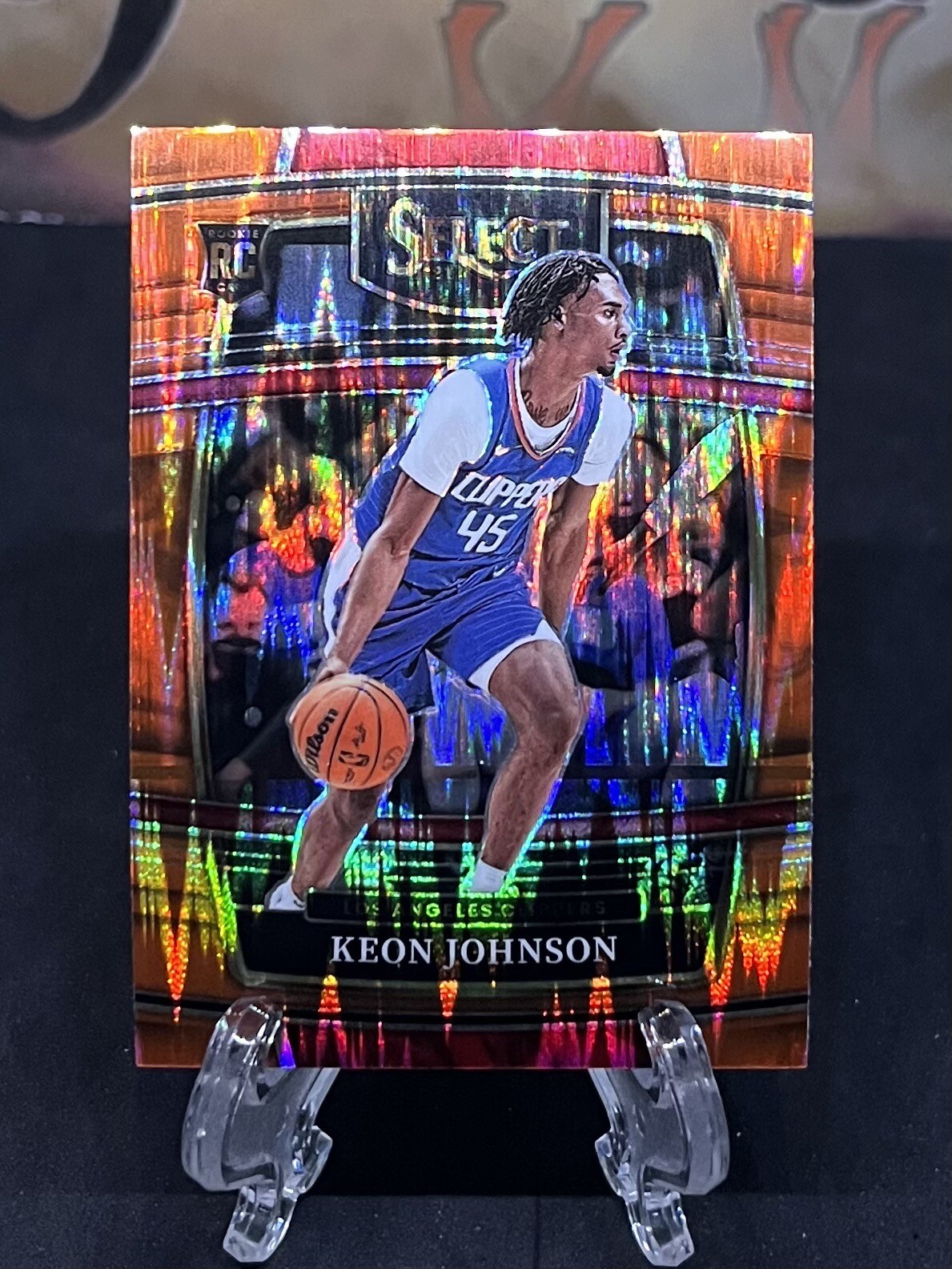 2021-22 Panini Select Keon Johnson RC #40 Orange Flash Prizm Concourse Clippers