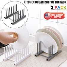2x Plastic Plate Cup Rack Pot Lid Holder Drying Storage Stand Kitchen Organizer