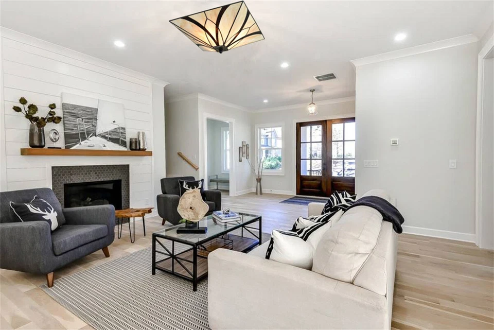 Vintage Semi Flush Ceiling Light Antique Brass Art Colorful Glass Shade 3-Light - Image 4 of 4