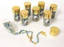 12 Baby Gold Blue Boy Glass Beads Rosary Necklace Recuerdos De Bautizo