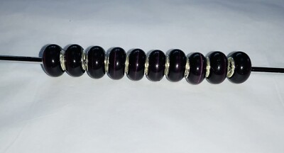 10 Tief LILA Katzenaugen GLAS Europäische Großloch PERLEN Schmuckherstellung GPCE