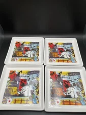 Crate & Barrel Set 4 Road Trip Square Appetizer Plates State Of Texas