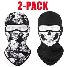 2 Pack Skull Balaclava Motorcycle Full Face Mask Cycling Neck Gaiter Halloween