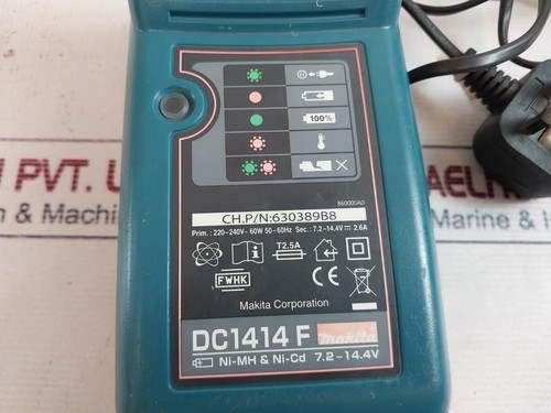 Makita DC1414 F Akku Ladegerät 630389B8 220-240V - 60W 50/60 Hz 7,2-14,4V-2,6A - Bild 5 von 11