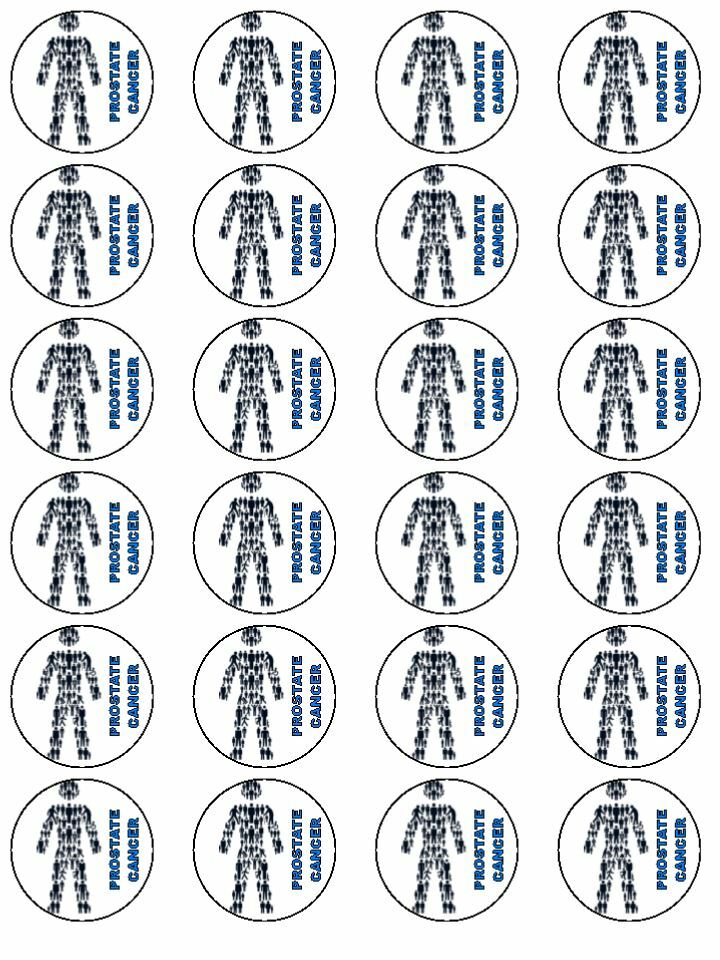 CUPCAKE TOPPERS PRE CUT EDIBLE WAFER PAPER PROSTATE CANCER MAN NOVELTY x 24