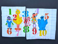 2 Sesame Street Muppets Vtg Pillowcases The Count Big Bird Cookie Monster Erinie
