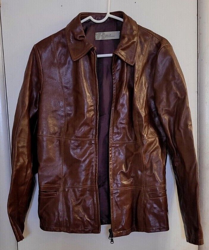 VERA PELLE Lavorazione Artigianale Brown Leather Jacket;US S VERA PELLE Lavorazione Artigianale Brown Leather Jacket;US S