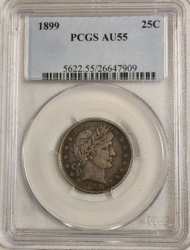 1899 Barber Silver Quarter .25 PCGS AU55