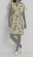 $148 Ralph Lauren Women's Green Floral Crinkled Georgette A-Line Dress Size 8