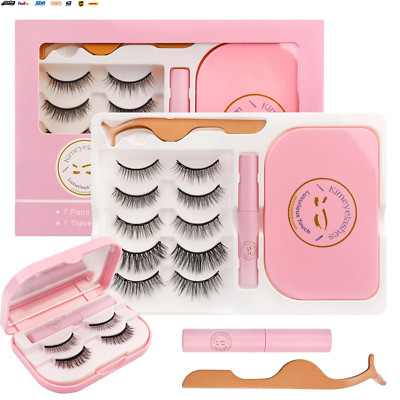 Upgraded Magnetic Eyelashes and Eyeliner Kit Natural Look 3D 10D, Wispy, Cat Eye