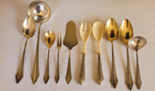 WMF 10 TEILE VORLEGER FÄCHERMUSTER  VERSILBERT  TEILS VERGOLDET