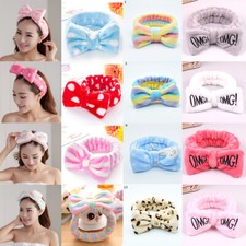 Solid Color Coral Fleece Bow Hair Bands Wash Face Makeup Soft Elastic Headband.