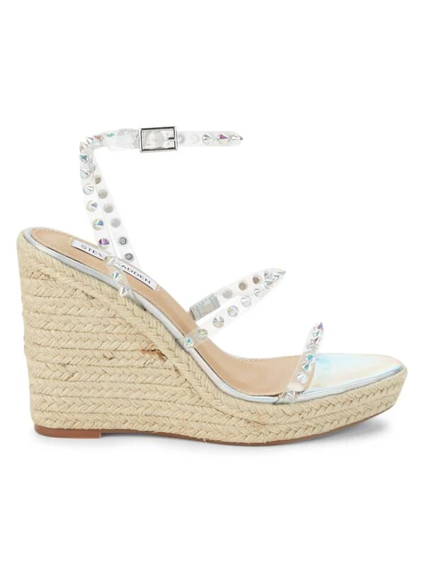 Steve Madden Z1523* Womens Silver Jaxy Studded Espadrille