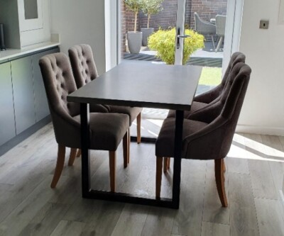 Concrete dining table with steel legs Custom sizes Custom shape  Samples! UK - Main Image