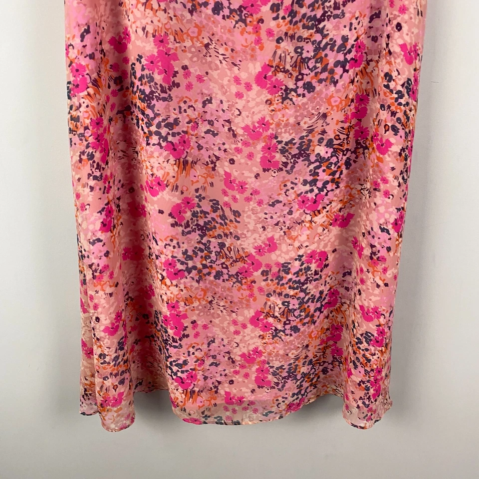 Falda Larga Alta Sally Rosa Floral Midi Talla 10 Cremallera Trasera Foto 3 de 4