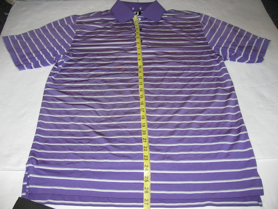  Polo de golf Footjoy FJ púrpura a rayas SS PARA HOMBRE ETIQUETA MEDIANA SUELTA Foto 4 de 4