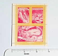 Rare 1935 SINCLAIR OIL DINOSAUR STAMPS Hesperornis Struthiomimus Plesiosaurus