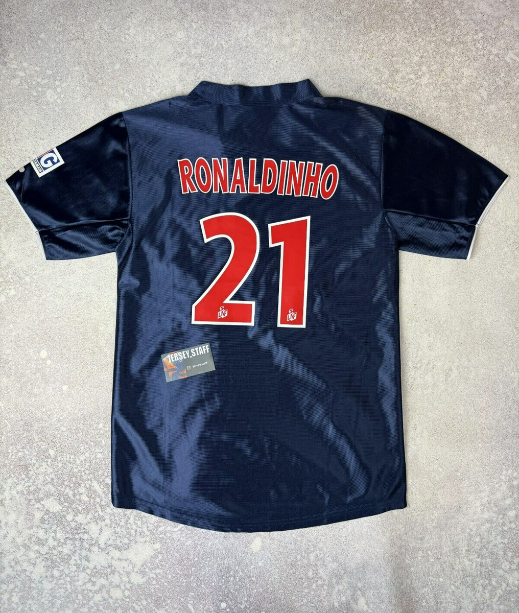 Ronaldinho #21 Jersey PSG FC 2001-2002 Sz S-XXL Retro Ronaldinho #21 Jersey PSG FC 2001-2002 Sz S-XXL Retro