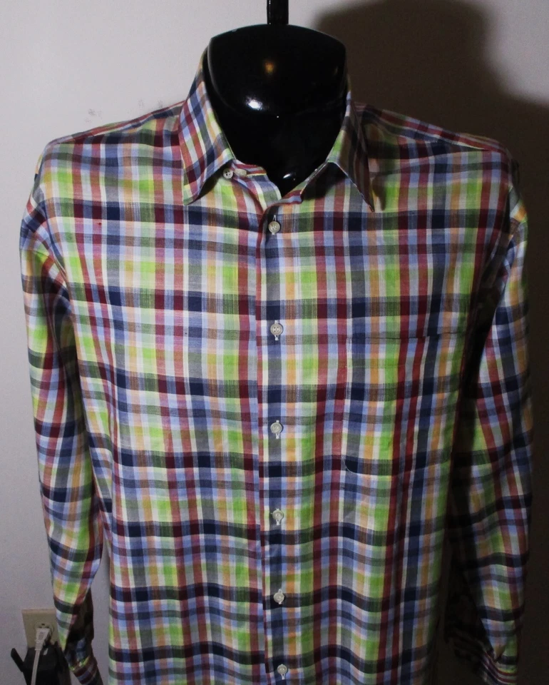 Camisa de lino manga larga verde óxido ST. CROIX "Italia" talla XL Foto 2 de 4