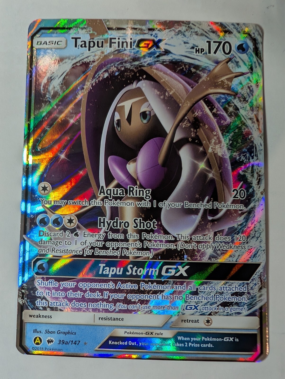 Tapu Fini GX 39a/147 Burning Shadows Promo Pokemon Holo Foil Rare Nice!