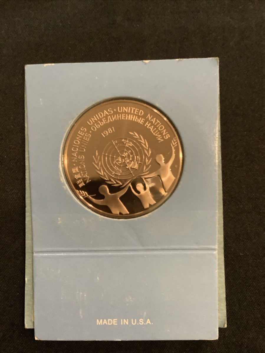 United Nations 1981 Peace Medal Solid Bronze Proof Coin in