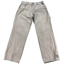 Vintage FUBU The Collection Cargo Jeans Mens 34x32 Beige Relaxed Wide Leg Pants