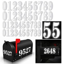 Mailbox Number Stickers 0-9 Waterproof Self Adhesive House Address Decals White