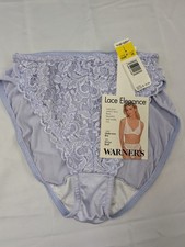 VTG Warners LACE ELEGANCE blue stretch Panties sz L hi-cut brief 1990s NWT As Is