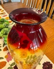 BLENKO ART GLASS HAND BLOWN AMBERINA VASE Approx 16" TALL. ORIGINAL LABEL