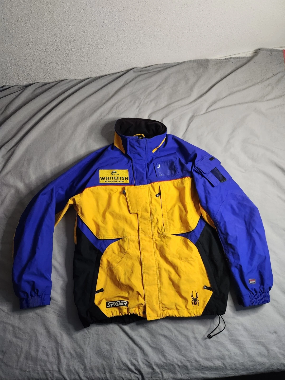 Vintage Spyder Entrant Dermizax Ski Jacket Mens Size Large Yellow Blue Outdoors