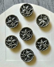 Antique Victorian Metal Picture Buttons Set Of 7 Austrian Tinies