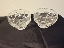 (2) Clear Cut Small 3inch Candy Dish Bowl Vin...