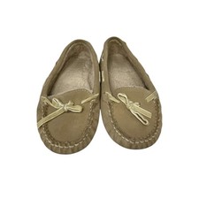 Unbranded Women's Moccasin Flats Beige Slip On Fur Lined Suede Upper Size 8M