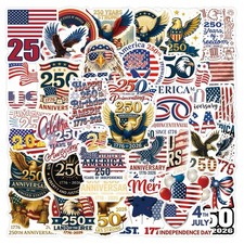 30Pcs Random USA 250th Anniversary Years Of Independence Patriotic Stickers