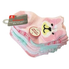 Girl Infant 12-24 Month Ankle Socks 6 Pack New Cute Animal Faces Pop Up Cuff