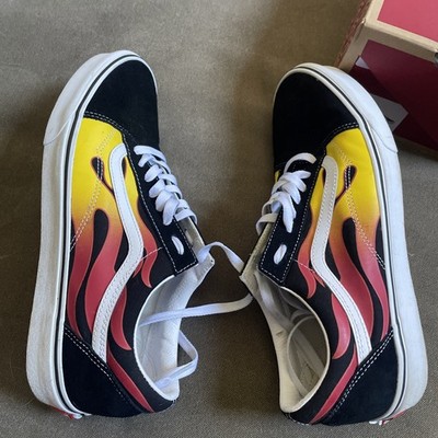 Vans Off The Wall  Old Skool Flame Blk/blk Tr White Men s Size 11.5