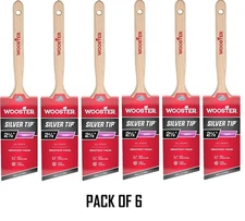 New Wooster Brush 5221-2 1/2 Silver Tip 2 1/2 Inch Angle Sash Paintbrush 6 Pack