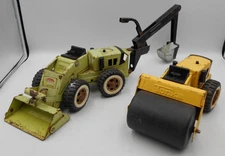 VINTAGE TONKA LOADER TRENCH DIGGER & ROAD ROLLER PLAYWORN PLEASE READ