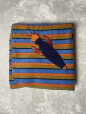 One Step Ahead Fleece Baby Blanket Rocket Ship Blue Orange Brown Stripes Lovey