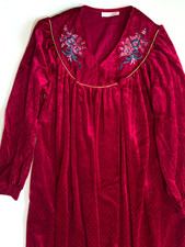 Vtg. Komar Red Robe Dressing Gown Velour House Coat Lounger New Women Large USA