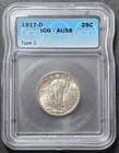 1917-D Type 1 Standing Liberty Quarter, ICG AU58