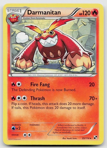 Darmanitan 25/114 Rare Black & White Pokemon Lightly Played