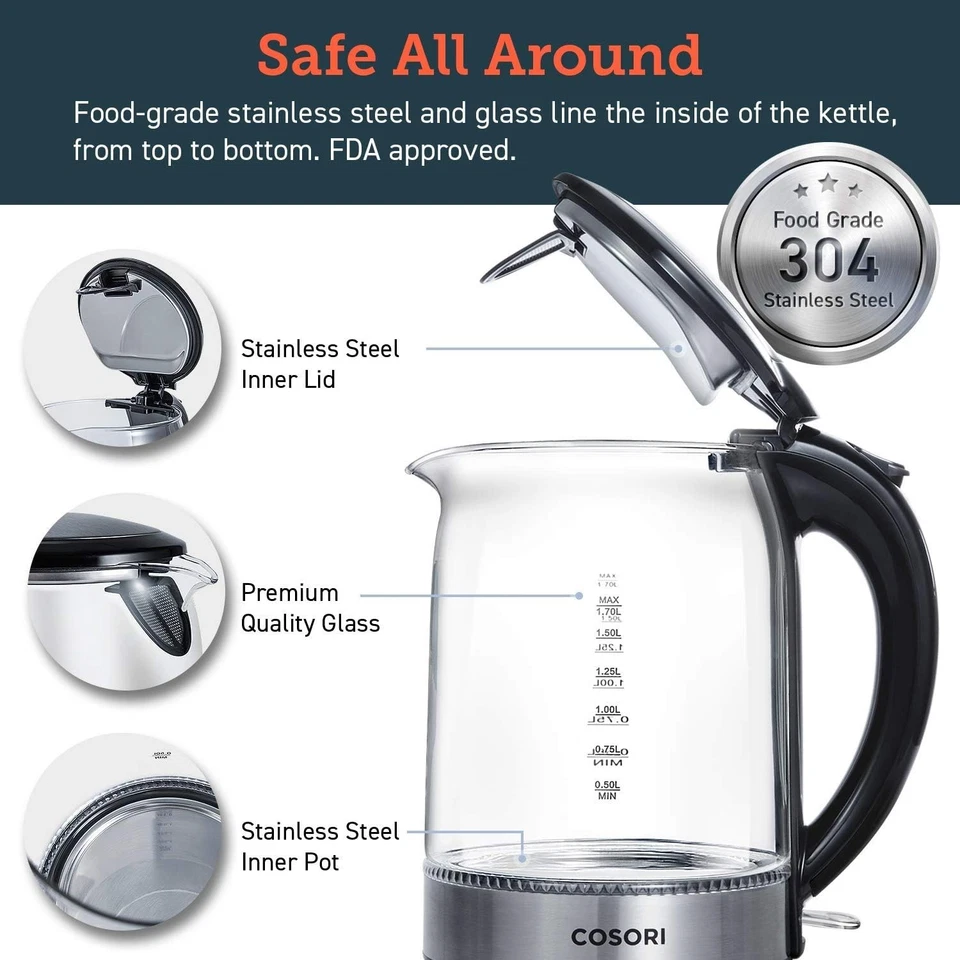 Rapid Boil BPA-Free Electric Kettle, 1500W with Scald-Proof Lid & Non-Drip spout - Image 4 of 4