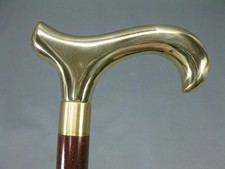 vintage Designer Wooden Walking Stick brass Plain Derby Handle style New