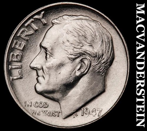 1947-D Silver Roosevelt Dime - Choice Gem Brilliant Unc  Lustrous  #G7329
