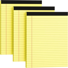 3 Pack 8.5x11" Yellow Writing Pads Wide Ruled Legal Notepads for Office Home