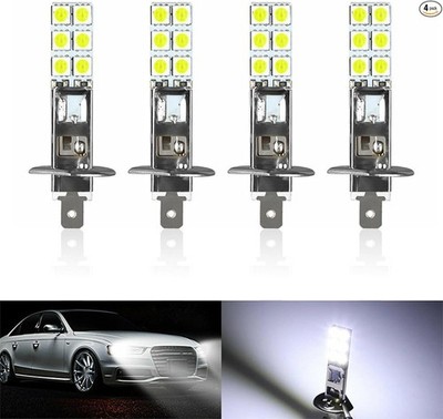 4 PCS H1 Car LED Fog Lamps, 2.4In x 0.4In Super Bright Metal 12SMD-5050 Chip Plu