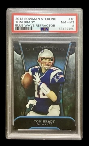 2013 bowman sterling #10 tom brady; blue wave /99 refractor PSA 8  **RARE ISSUE
