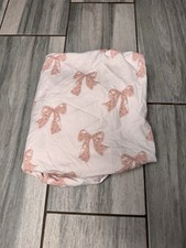 Girls The Peanutshell Pink Bow Print Fitted Crib Sheet
