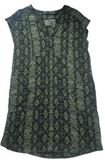 Anthropologie Dress Size S Green Snake Reptile Scales Shift V Neck Mini Relaxed